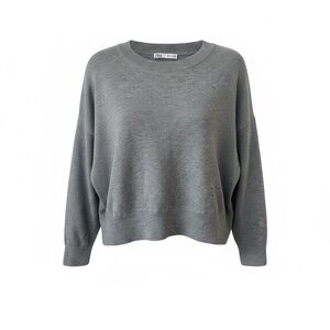 Zara Women's Grey Crew Neck Sweater